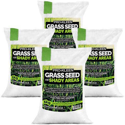 ProKleen Pro-Kleen Grass Seed for Shady Areas 4x5Kg Covers 1200m2 Fast Growing Hard Wearing for New Lawns, Overseeding and Patch Repair