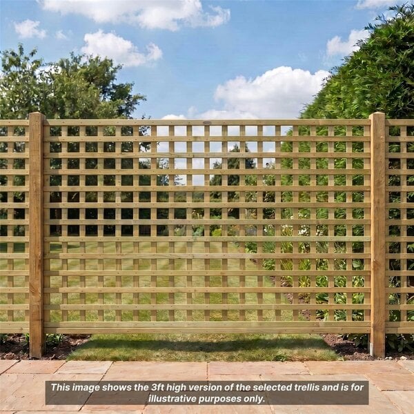 Premier Garden Supplies Privacy Square Top Fence Panel Topper 6ft x 1-6ft Garden Trellis Flat Top Lattice Panels for Fencing, Pergola & Patio - Wood - 3, 4 or 5