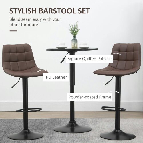 Wyld Haus Ninora Set Of 2 Brown Tufted Faux Leather Swivel Bar Stools With Back Support