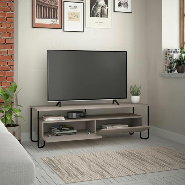 Decortie Cornea Modern TV Unit White with Storage TV Cabinet 150cm