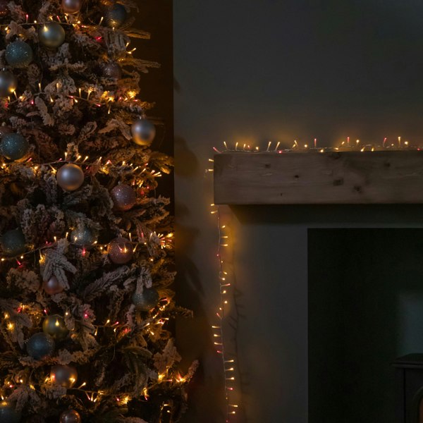 Samuel Alexander 18.7m 750 LED TreeBrights Christmas String Lights with Timer in Vintage Gold and Red on Clear Cable