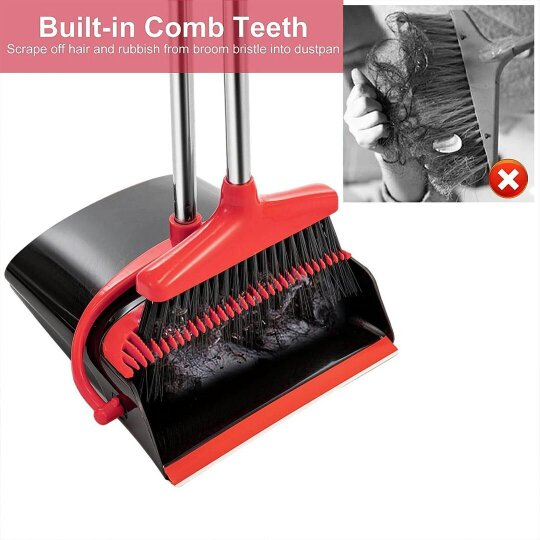 Havendro Dustpan and Brush Set Extra Long Home Kitchen Handle Vertical Broom Cleaning Kit