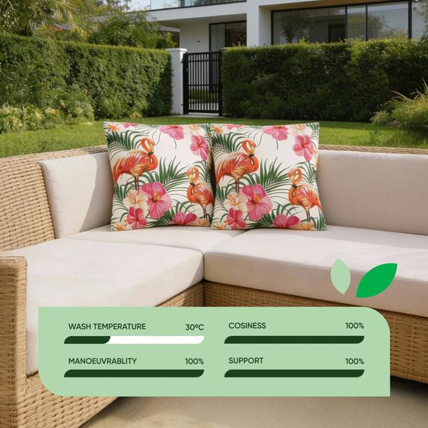 Gardenwize Pair of Outdoor Scatter Cushions – Flamingo Palm Print Design