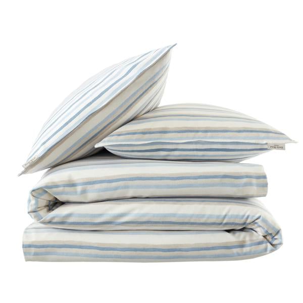 Emily Bond Brushed Cotton Somerset Stripe Reversible Duvet Cover Set Blue