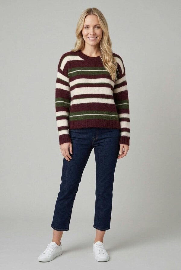 Izabel London Striped Drop Shoulder Jumper