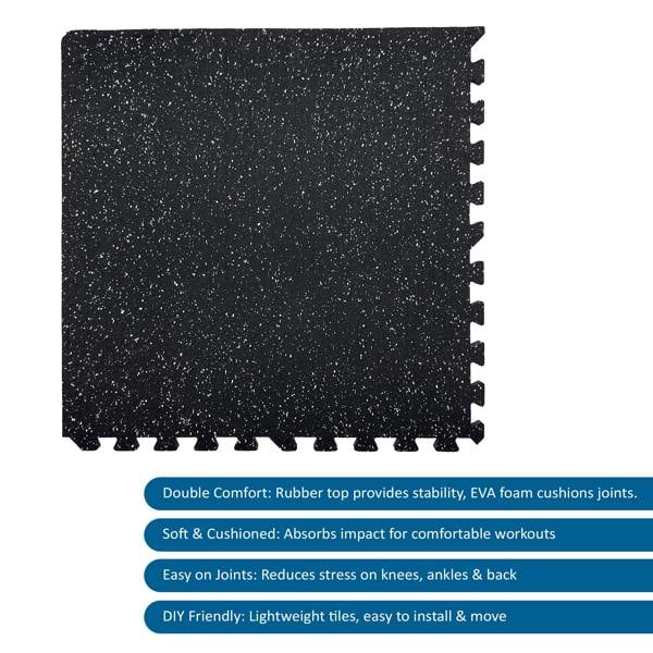 Nicoman Interlocking Rubber Topped Anti Vibration Foam Mats - 62cm x 62cm - 14mm Thick