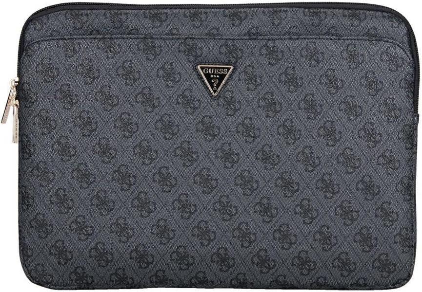Guess 4G Zipper Pocket Triangle Logo Laptop Sleeve for 14" MacBook Black - GUCS14ZP4DPTK
