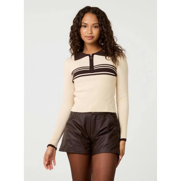 Pink Vanilla Stripe Front Zip Up Sweatshirt