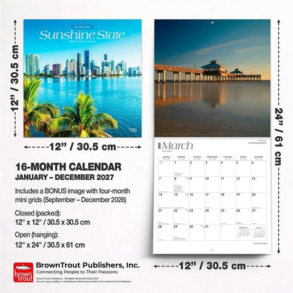 Florida, Sunshine State Calendar 2027, Wall Calendars, Month To View, Travel, Gift