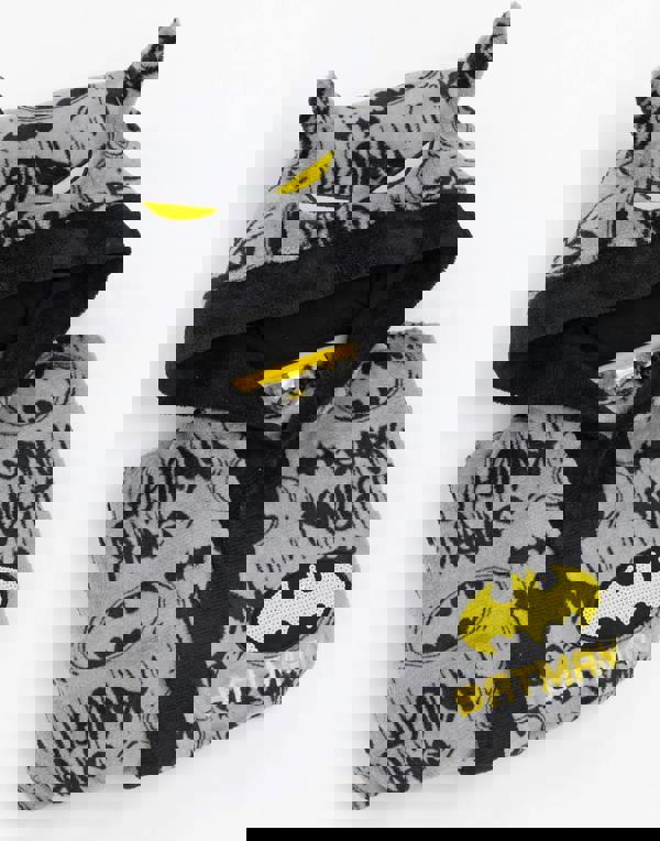 DC Comics Boys Grey Stylised Batman All-Over Print Logo Body & 3D Hood Bathrobe