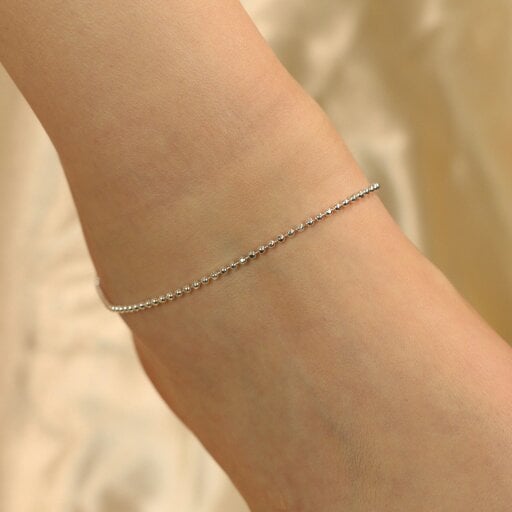 The Colourful Aura 925 Silver Silver Ball Slim Thin Payal Anklet