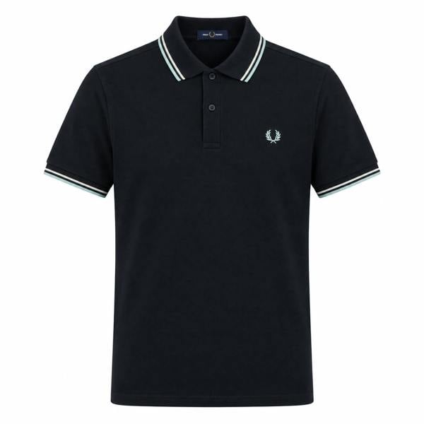Fred Perry Twin Tipped Polo Shirt Navy/Ecru/Silver Blue