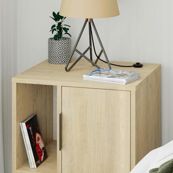 Decortie Glynn Modern Bedside Table with Metal Hairpin Legs Bedroom Nightstand with Storage 50.2cm