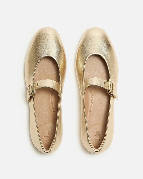 FitFlop Delicato Womens Leather Mary Jane Shoes - Platino 675