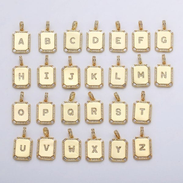 Gold Plated Personalised Initial CZ Letter Necklace