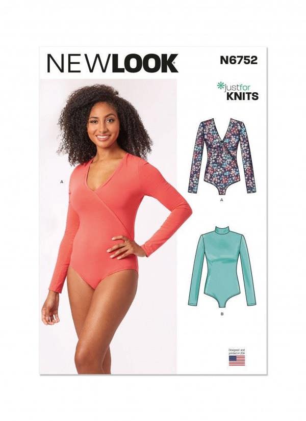 New Look Sewing Pattern 6752, Tops, Bodysuits for Women, XS-S-M-L-XL - Intermediate