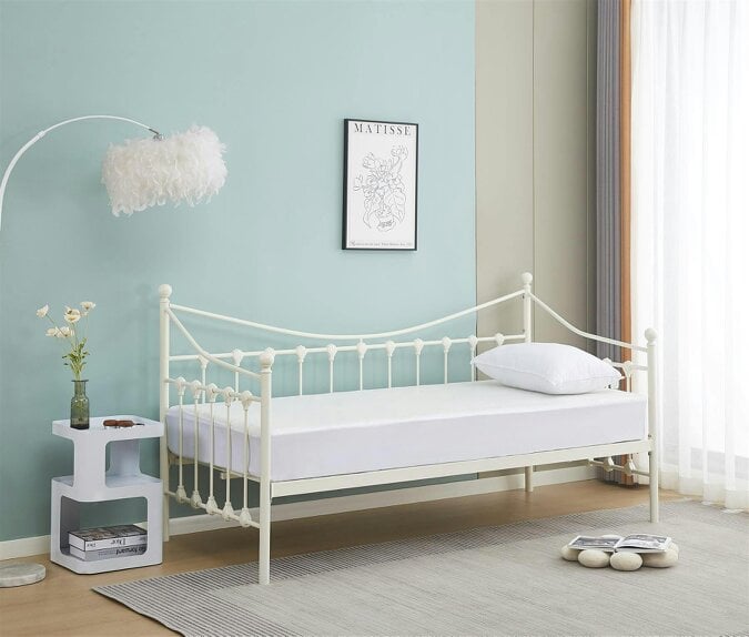 Kosy Koala Daybed Without Trundle White 3ft Single Bed with 1 Mattress Metal Bedroom Living Room