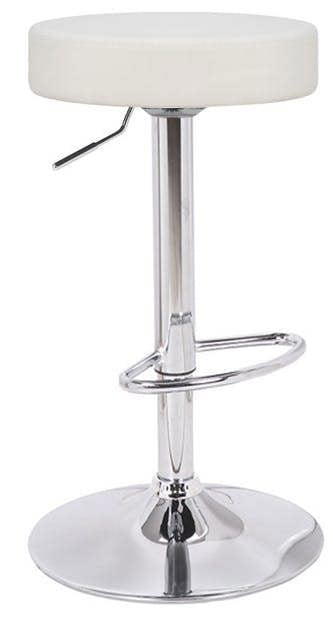 Lamboro Semplice Breakfast Bar Stool, Chrome Footrest, Height Adjustable Swivel Gas Lift, Home Bar & Kitchen Faux-Leather Barstool, White