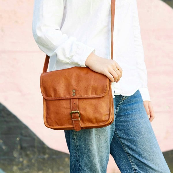 Paper High Brown Leather Crossbody Bag
