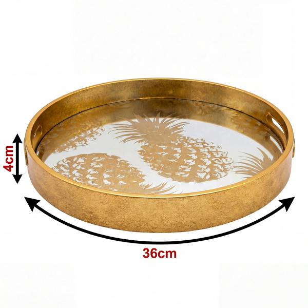 Maison des Cadeaux Elegant Gold Pineapple Mirrored Tray