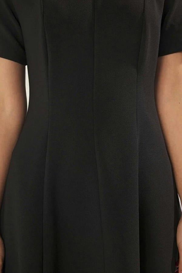 Round Neck Short Sleeve Fit and Flare Midi Dress