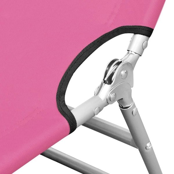 Berkfield Folding Sun Lounger with Head Cushion Steel Magento Pink