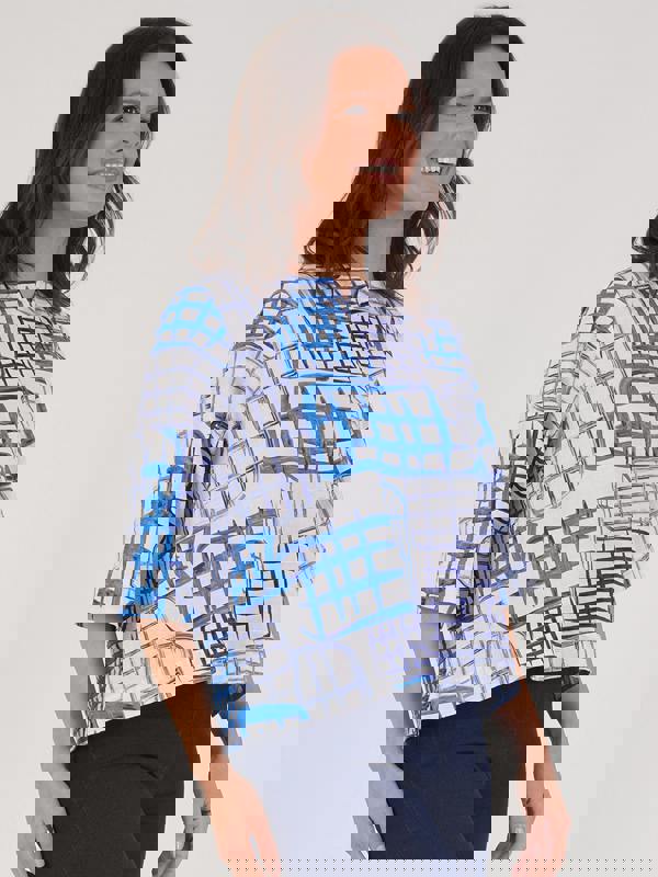 VIZ-A-VIZ Abstract Grid Print Top