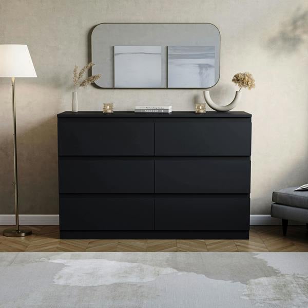 Vida Designs Denver 6 Drawer Chest, Black