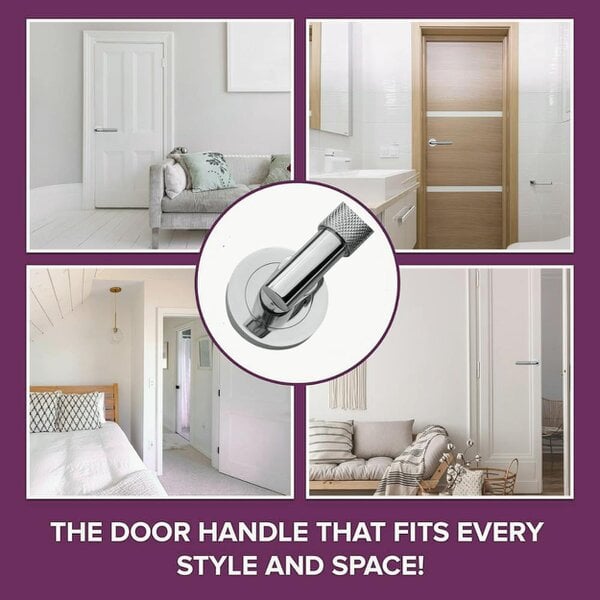 EDH Door Hardware Polished Chrome Knurled Door Handles on Round Rose – Handle Sets