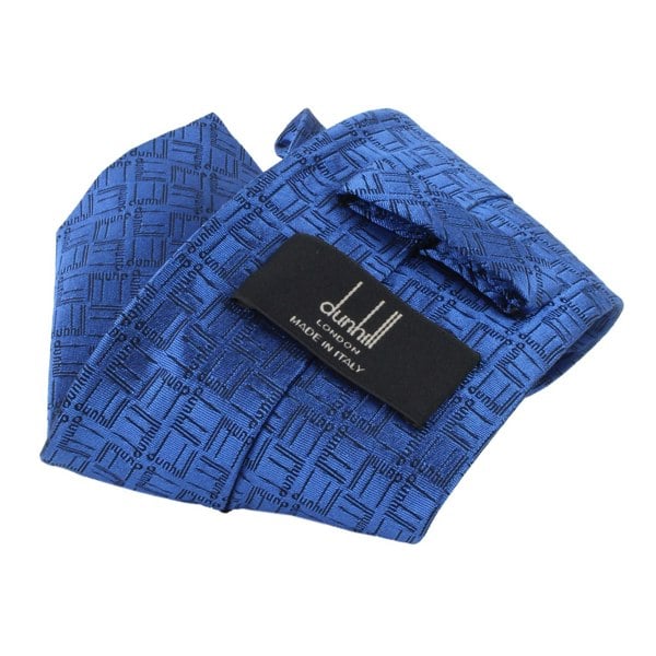 Dunhill silk tie in a geometric longtail pattern royal blue
