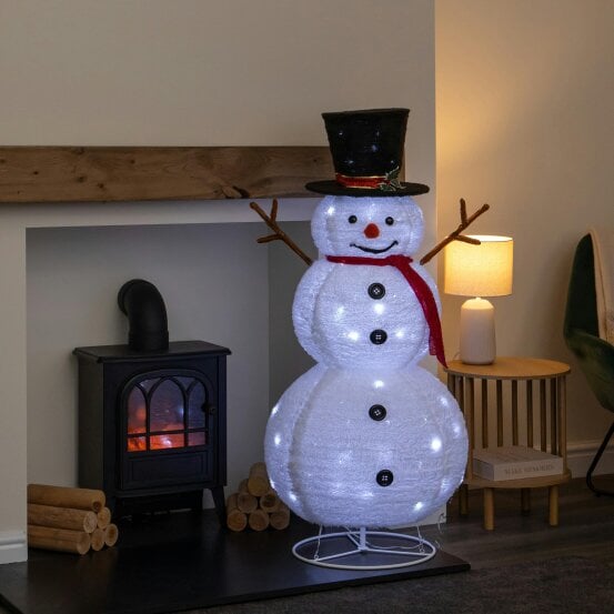 Samuel Alexander 1.2m (4ft) Light up Foldable Christmas Snowman with 100 White LEDs