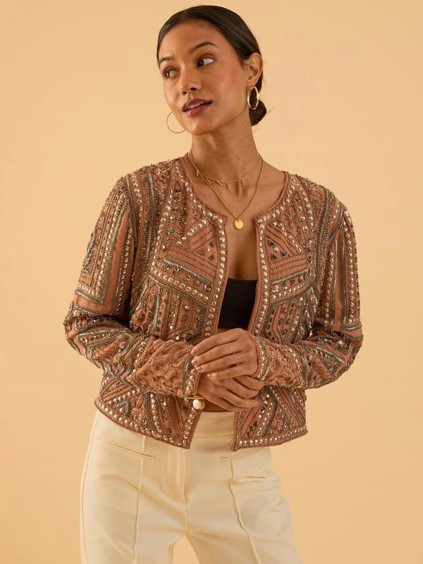 Rose & Nancy Briar Mink Pink Sequin Trophy Jacket
