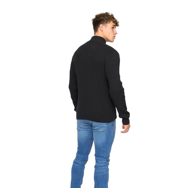 Crosshatch Mens Wellburys Chunky Knit Jumper - Black