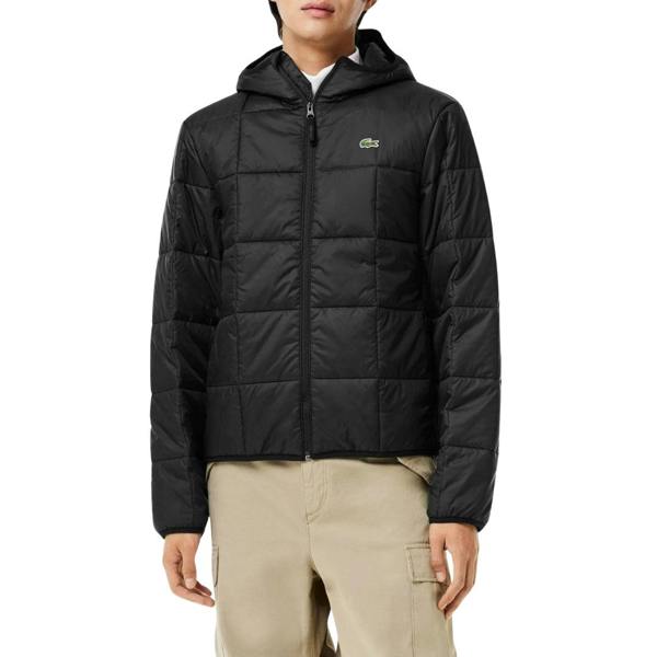 Lacoste Waterproof Logo Hooded Black Puffer Jacket 48