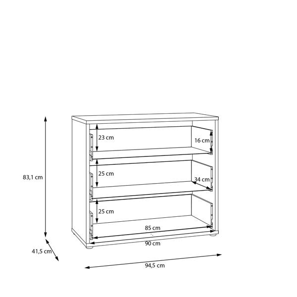 Alice Springs 3 Drawer Chest with Push-to-Open Drawers in Elegancia Oak