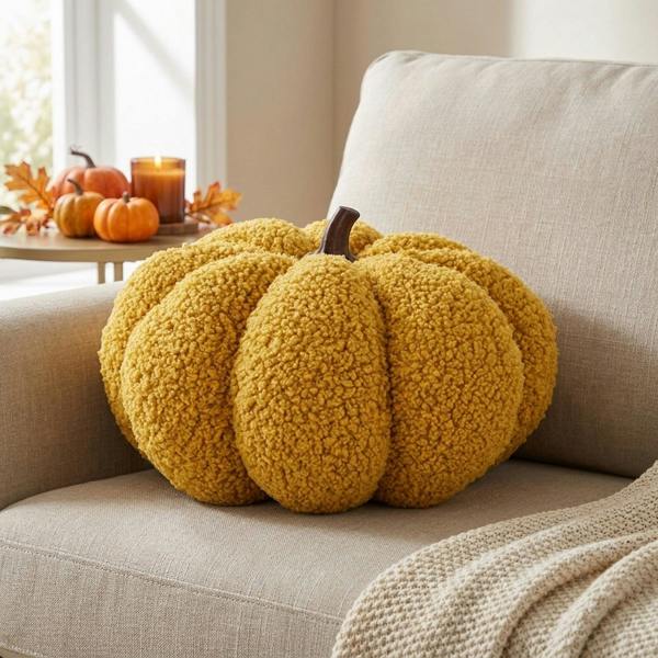 Garden Greatness Burnt Yellow Decorative Pumpkin Cushion
