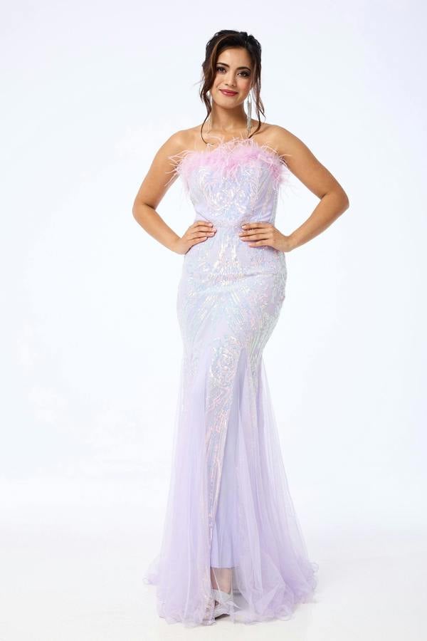 LuvForever Zinya - Lavender Bandeau Sequin Maxi Dress
