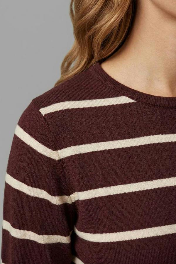 Brown | Striped Long Sleeve Knit Top