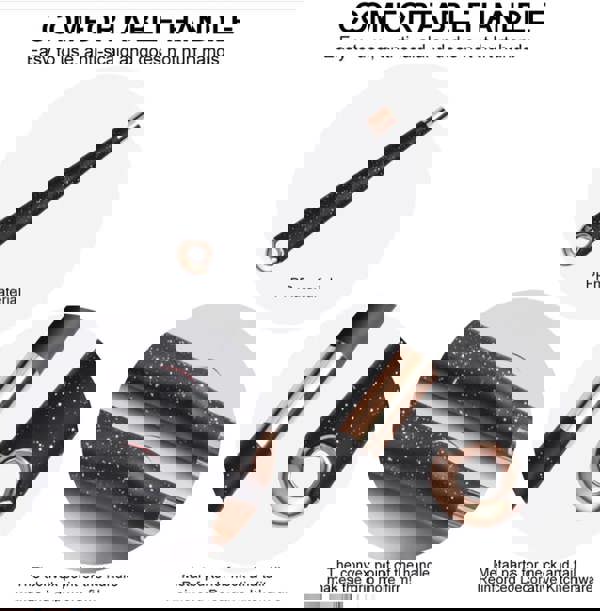 Anygleam Kitchen Utensils 12-Piece Non-stick Black Set with Gold Plated Handles, Support Point & Storage Box. Heat Resistant Kitchenware Accessories.