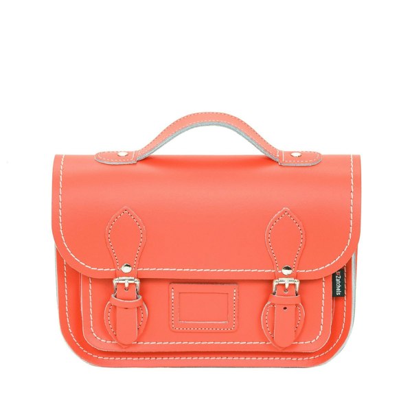 Zatchels Leather Midi Satchel - Coral