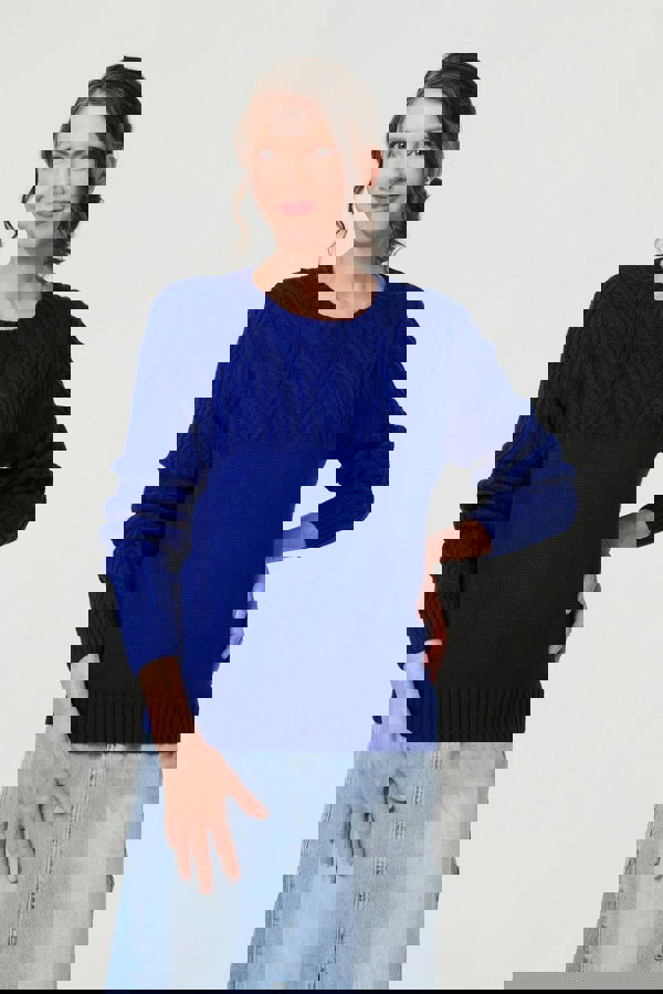 Blue | Textured Long Sleeve Jumper
