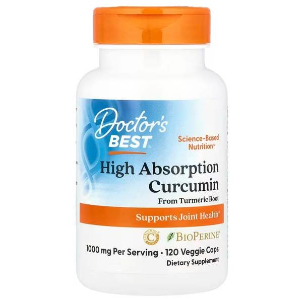 Doctor's Best High Absorption Curcumin From Turmeric Root with C3 Complex & BioPerine, 1000mg - 120 vcaps