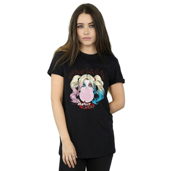 DC Comics Womens Harley Quinn Mad Love Cotton Boyfriend T-Shirt - Black