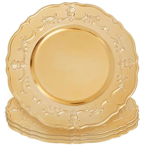 Dia Gold Finish Baroque Charger Plate