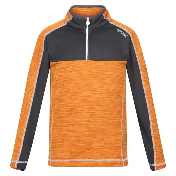 Regatta Childrens/Kids Hewley Recycled Half Zip Fleece Top - Orange Pepper/Seal Grey - 