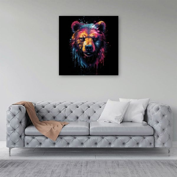 Warren Reed Splash Art Bear Face Canvas