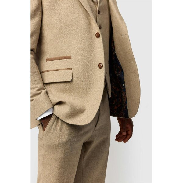 Antique Rogue Slim Fit Baxter Camel Herringbone Tweed Jacket