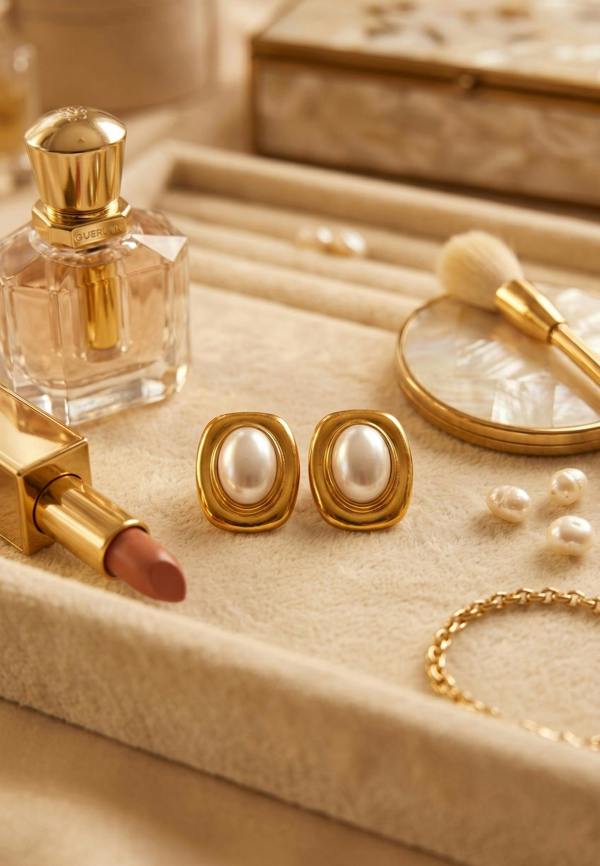 Latelita Carrington Oval Pearl Knot Earrings Gold
