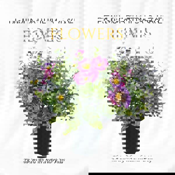 Memorials Direct Premium Artificial Grave Flowers – 25cm Pink Pansy With Lavender & Daisy | Memorial Vase Pot