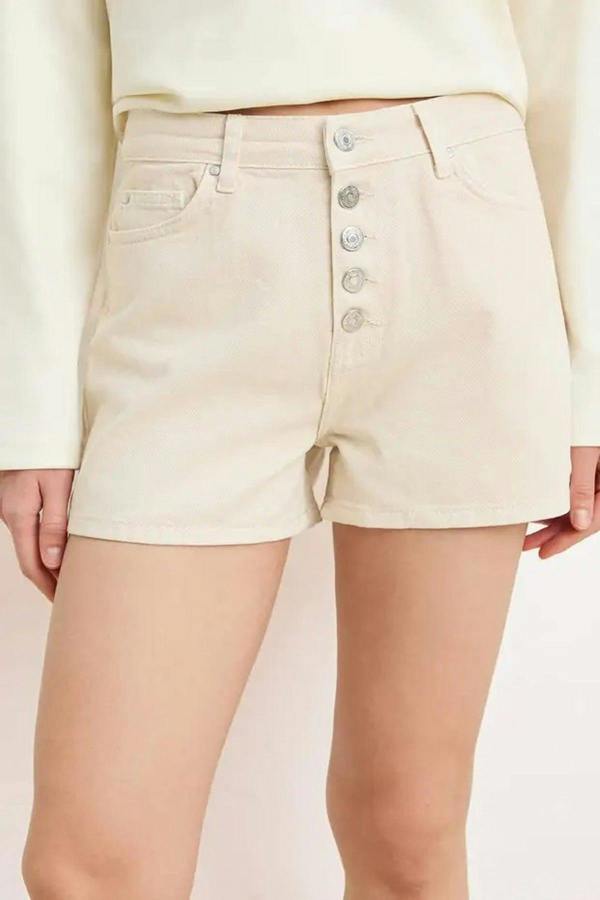 WOVCOR Front Button High Waist Mini Denim Shorts